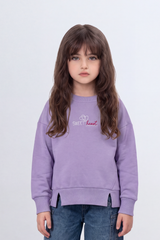 Girl's Tomato Store Relaxed Fit Melton Sweatshirt Sweet Heart Front A Back Graphic Drop Shoulder Side Slit