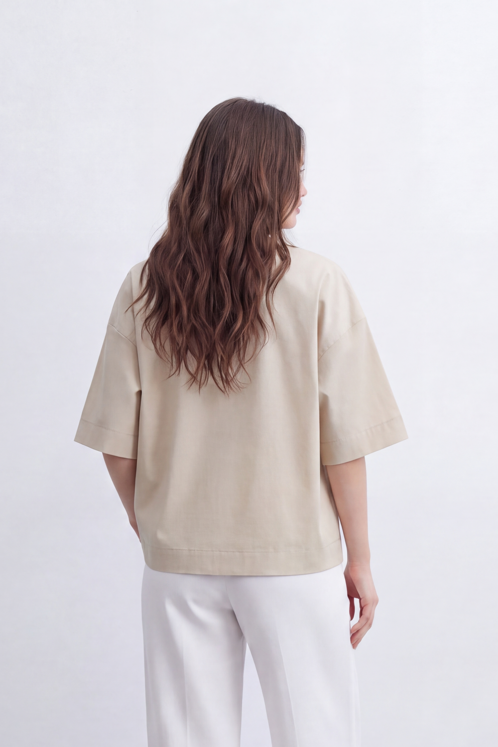 Women's Tomato Store Oversize Blouse Clean Button-Front Design Wide Short Sleeves