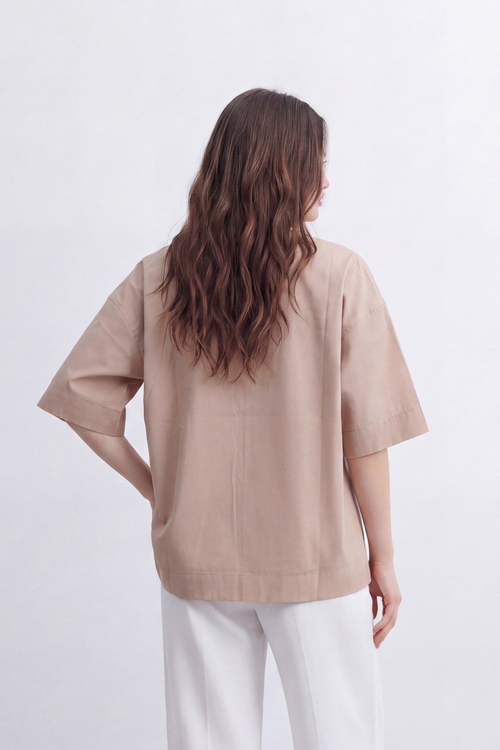 Women's Tomato Store Oversize Blouse Clean Button-Front Design Wide Short Sleeves