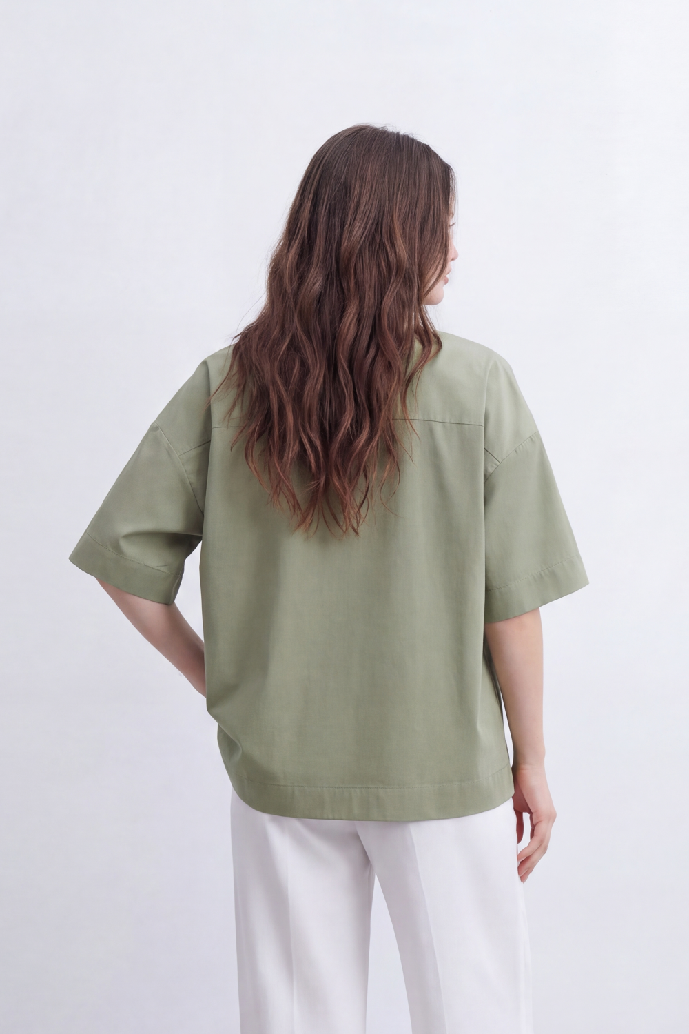 Women's Tomato Store Oversize Blouse Clean Button-Front Design Wide Short Sleeves