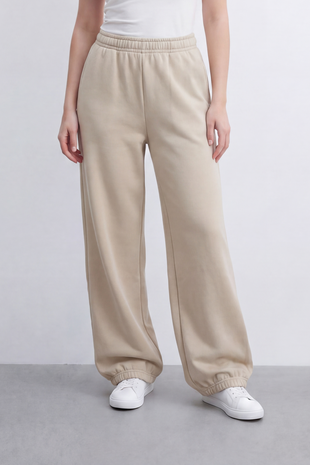 Women's Tomato Store Soft French Terry Reguler Fit Sweatpants Elastic Waist Gathered Cuffs