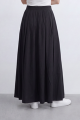 Women's Tomato Store Lightweight Woven Maxi Skirt High-Rise Waist Soft Pleated Detail Flowing A-Line