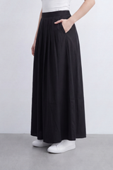 Women's Tomato Store Lightweight Woven Maxi Skirt High-Rise Waist Soft Pleated Detail Flowing A-Line