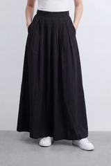 Women's Tomato Store Lightweight Woven Maxi Skirt High-Rise Waist Soft Pleated Detail Flowing A-Line