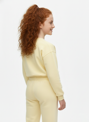 طقم بنات مكون من قطعتين قصير مع طبعة على الصدر وأكمام طويلة ملابس ميلتون