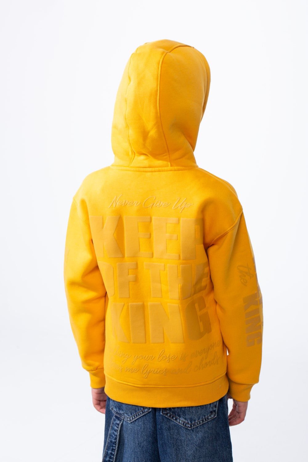 Boy's Melton Oversized Text Print Kangaroo Pocket Hood Sweatshirt