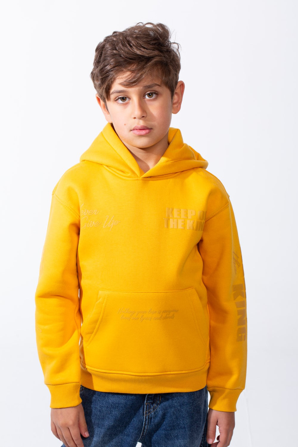 Boy's Melton Oversized Text Print Kangaroo Pocket Hood Sweatshirt