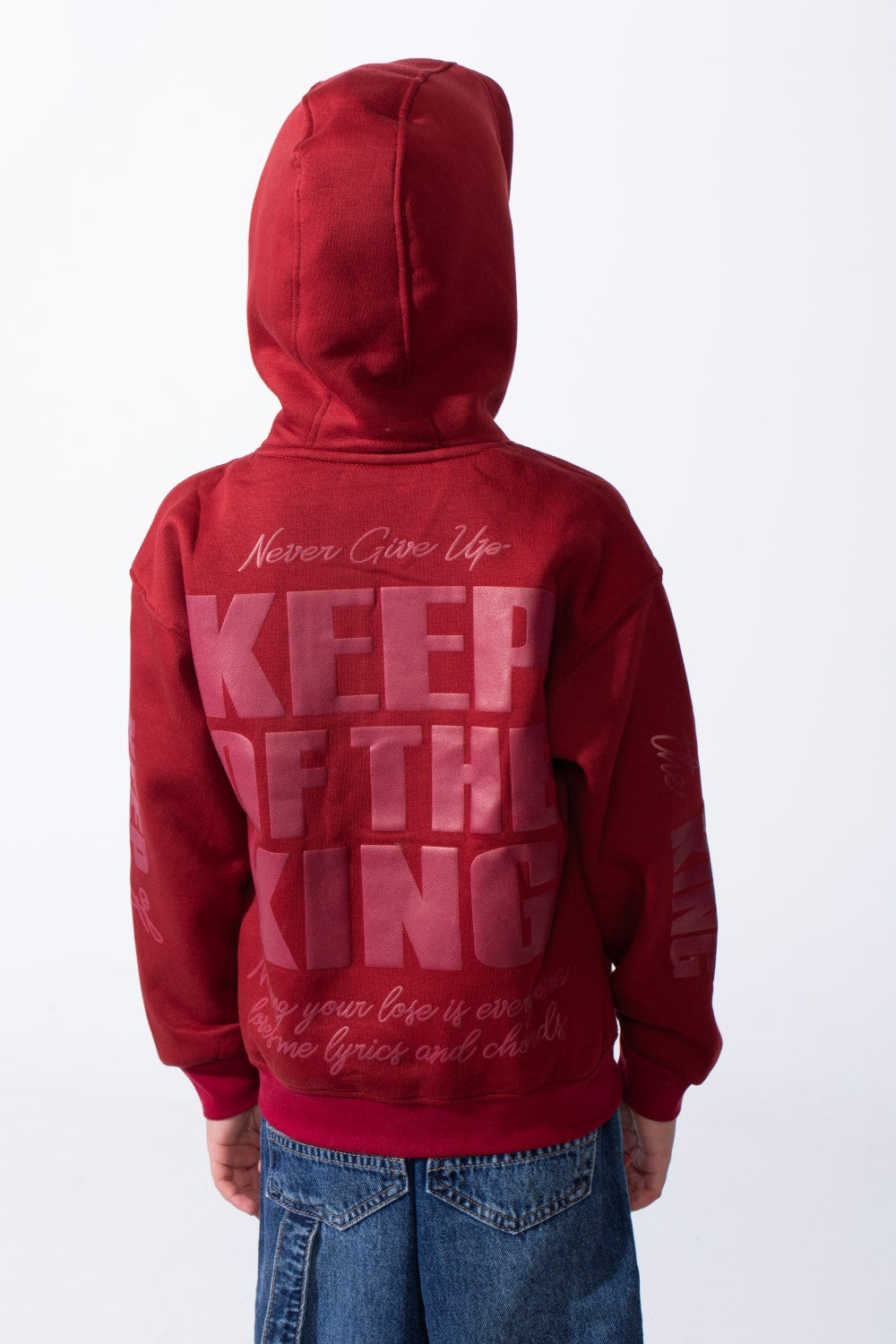 Boy's Melton Oversized Text Print Kangaroo Pocket Hood Sweatshirt
