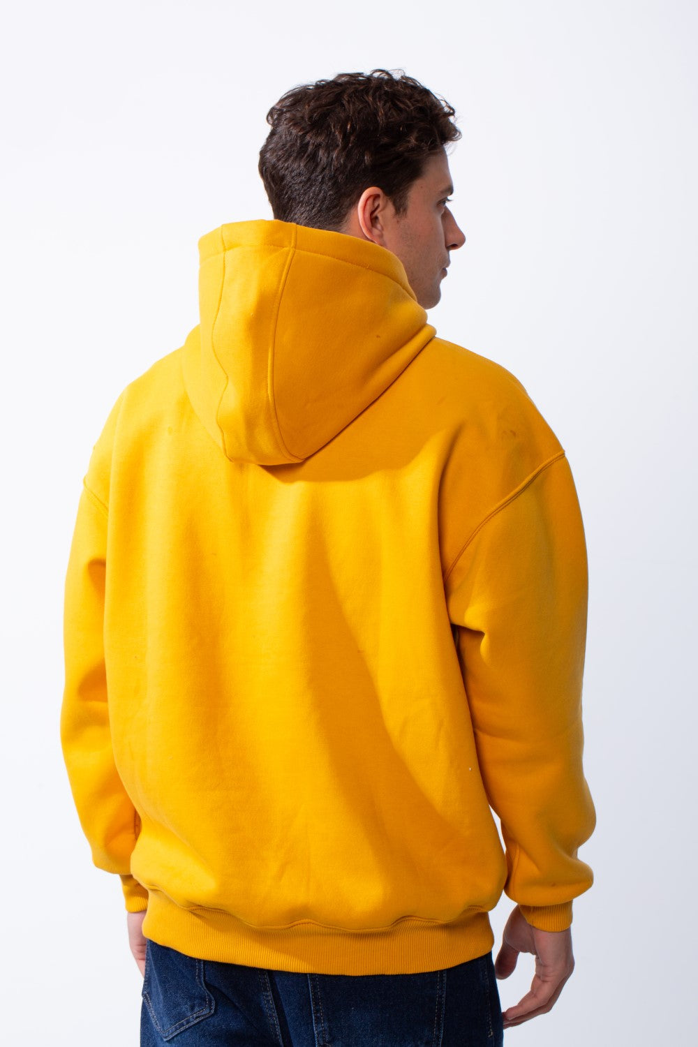 Men's Hooded Practical Text Print Front Pockets Slim Fit Melton Sweatshirt