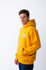 Men's Hooded Practical Text Print Front Pockets Slim Fit Melton Sweatshirt