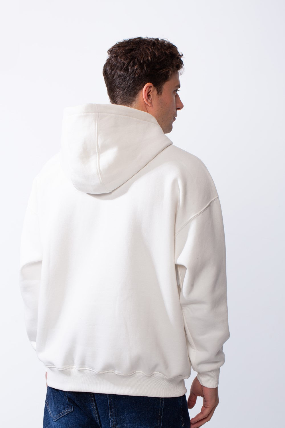 Men's Hooded Practical Text Print Front Pockets Slim Fit Melton Sweatshirt