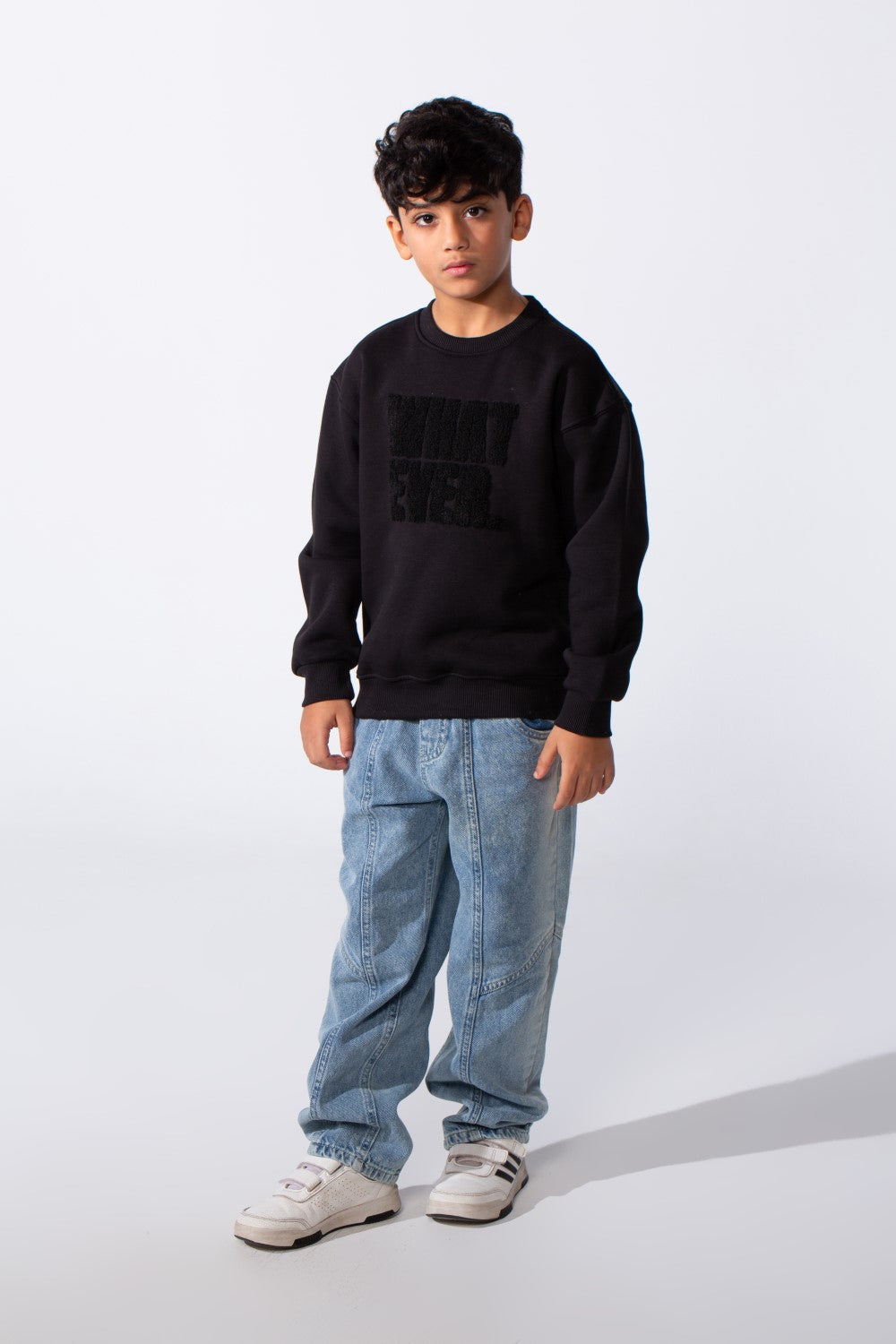 Boy's Round Neckline Long Sleeve Oversize With Front Letter Print Melton Fabric Casual Look Sweatshirt