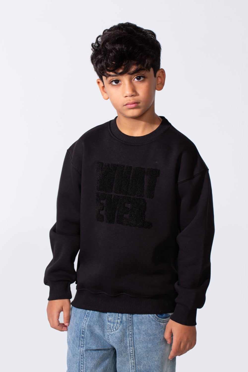 Boy's Round Neckline Long Sleeve Oversize With Front Letter Print Melton Fabric Casual Look Sweatshirt