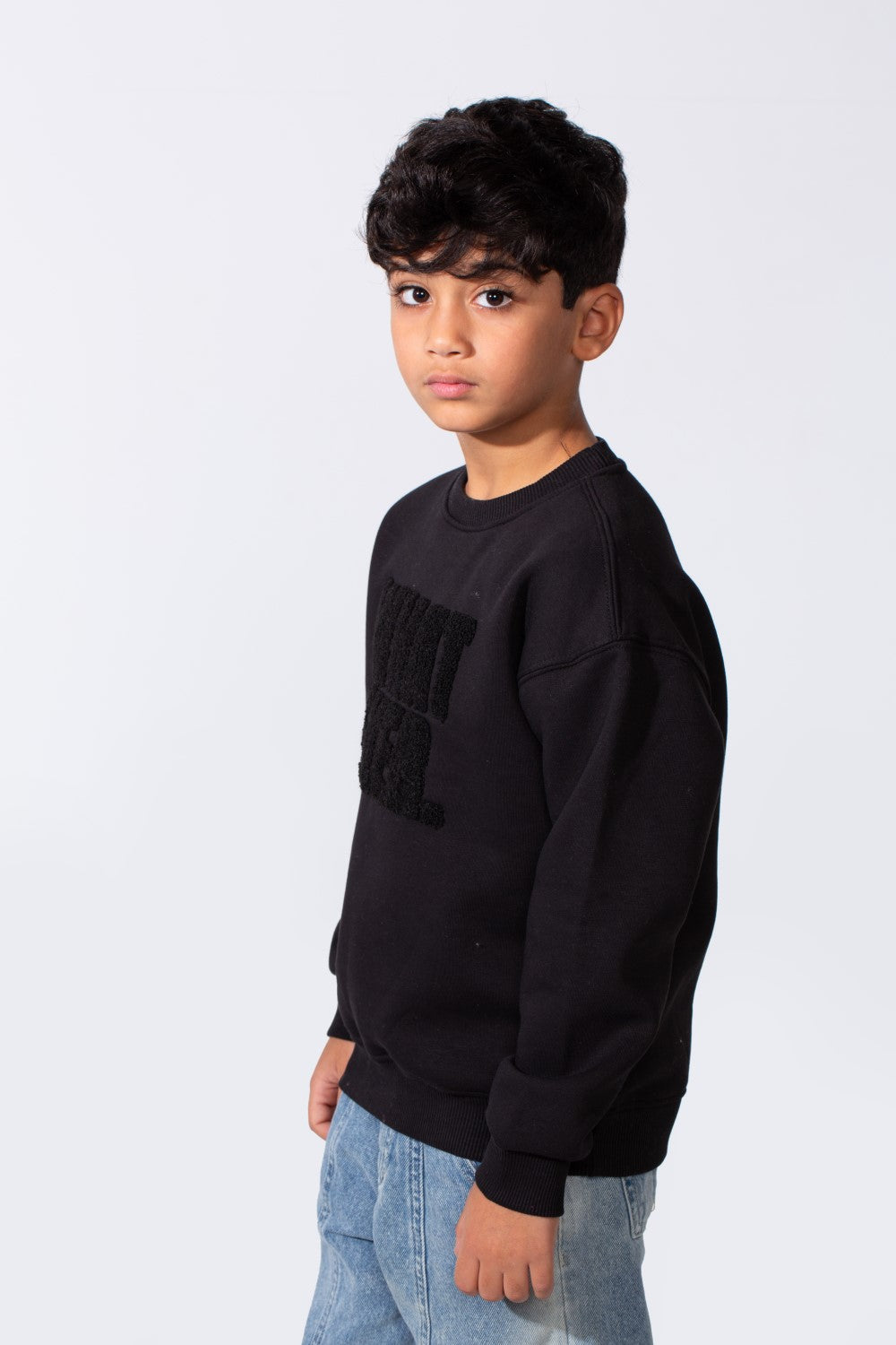 Boy's Round Neckline Long Sleeve Oversize With Front Letter Print Melton Fabric Casual Look Sweatshirt