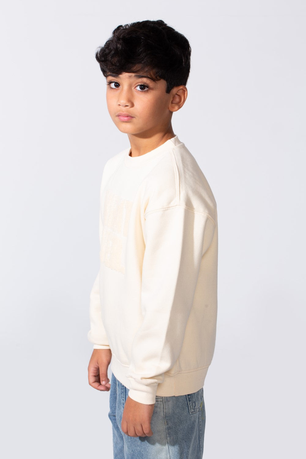 Boy's Round Neckline Long Sleeve Oversize With Front Letter Print Melton Fabric Casual Look Sweatshirt