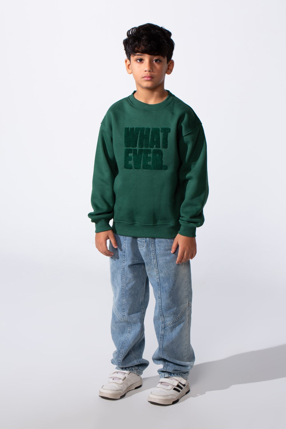 Boy's Round Neckline Long Sleeve Oversize With Front Letter Print Melton Fabric Casual Look Sweatshirt