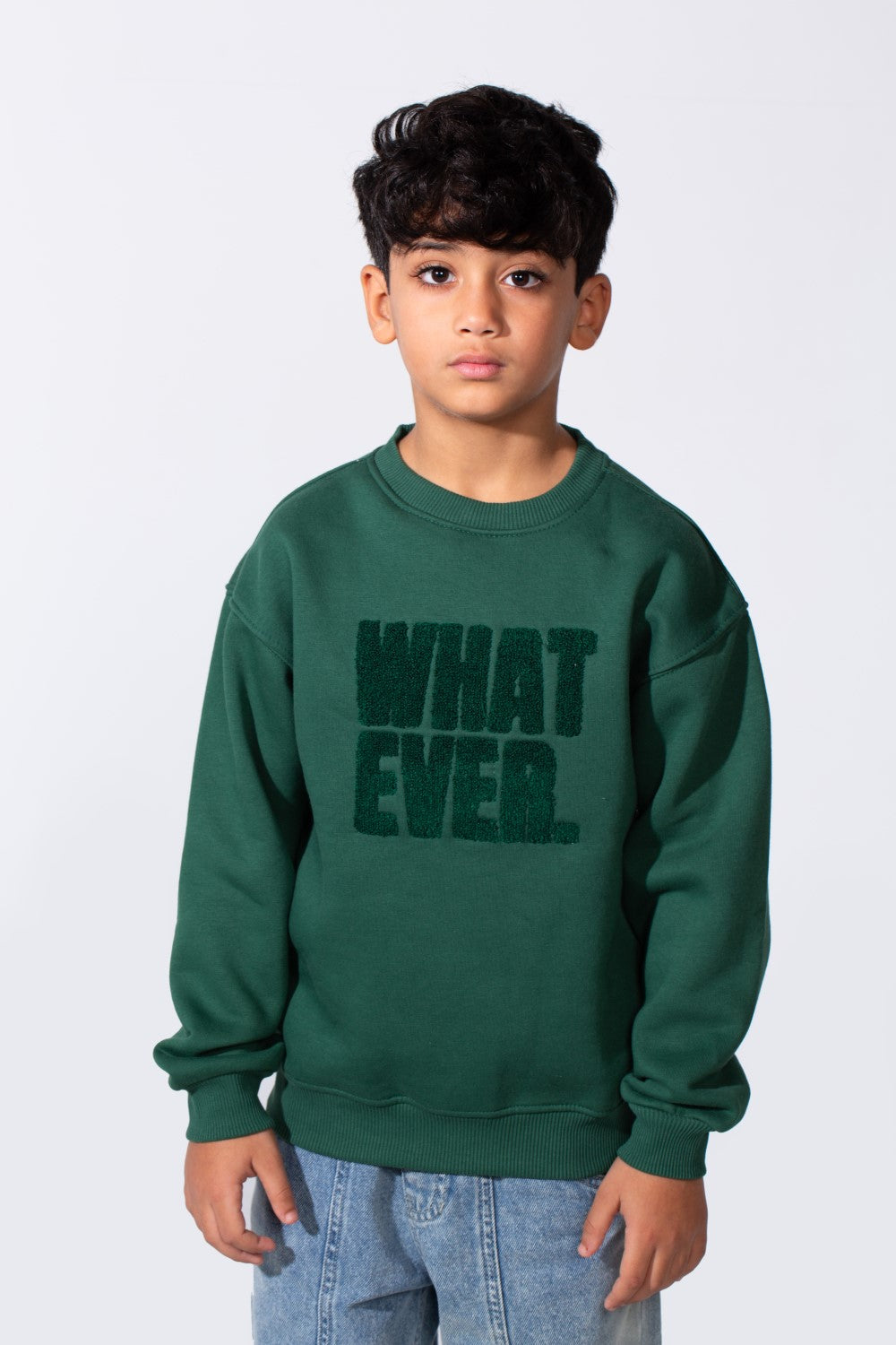 Boy's Round Neckline Long Sleeve Oversize With Front Letter Print Melton Fabric Casual Look Sweatshirt