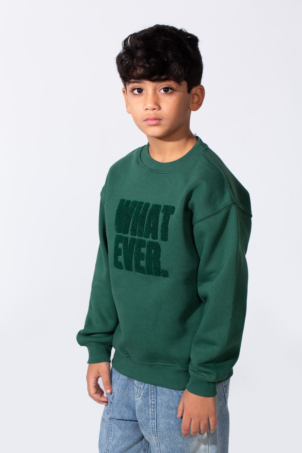 Boy's Round Neckline Long Sleeve Oversize With Front Letter Print Melton Fabric Casual Look Sweatshirt