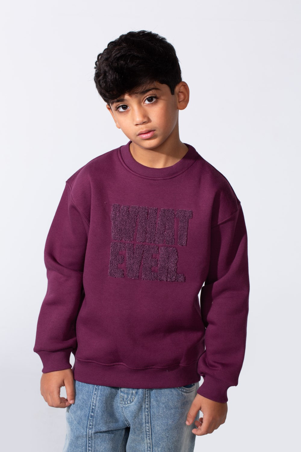 Boy's Round Neckline Long Sleeve Oversize With Front Letter Print Melton Fabric Casual Look Sweatshirt
