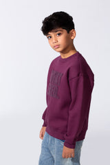 Boy's Round Neckline Long Sleeve Oversize With Front Letter Print Melton Fabric Casual Look Sweatshirt
