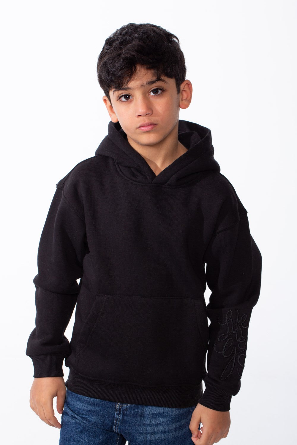 Boy's Long Sleeves Hood Kangaroo Pocket Versatile Basic Comfy Piece Oversize Melton Sweatshirt
