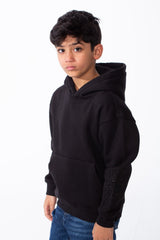 Boy's Long Sleeves Hood Kangaroo Pocket Versatile Basic Comfy Piece Oversize Melton Sweatshirt