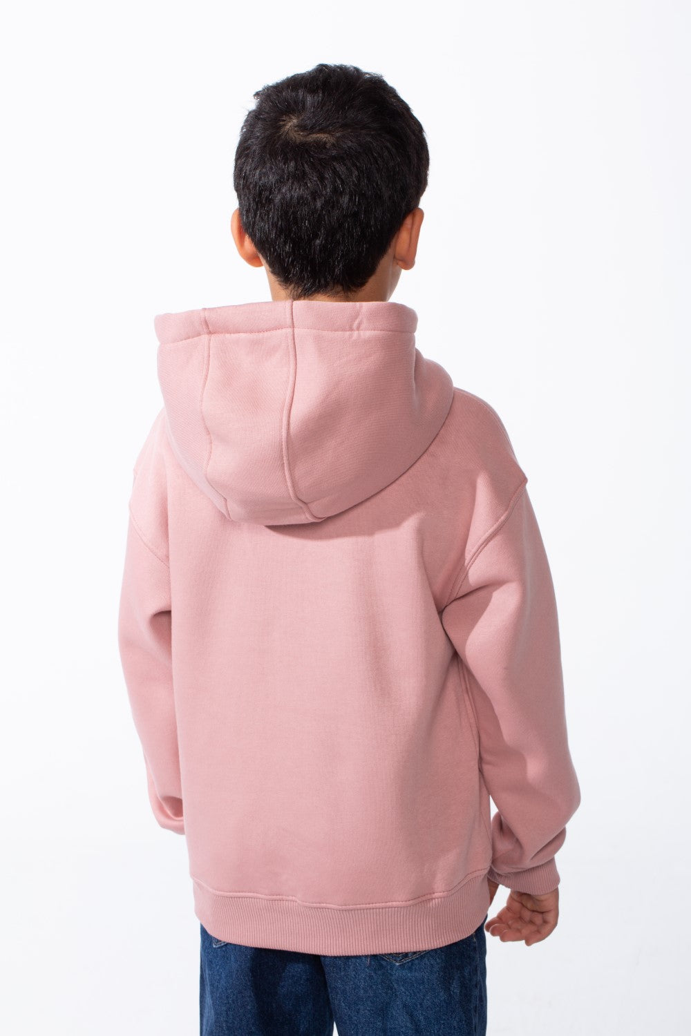 Boy's Long Sleeves Hood Kangaroo Pocket Versatile Basic Comfy Piece Oversize Melton Sweatshirt