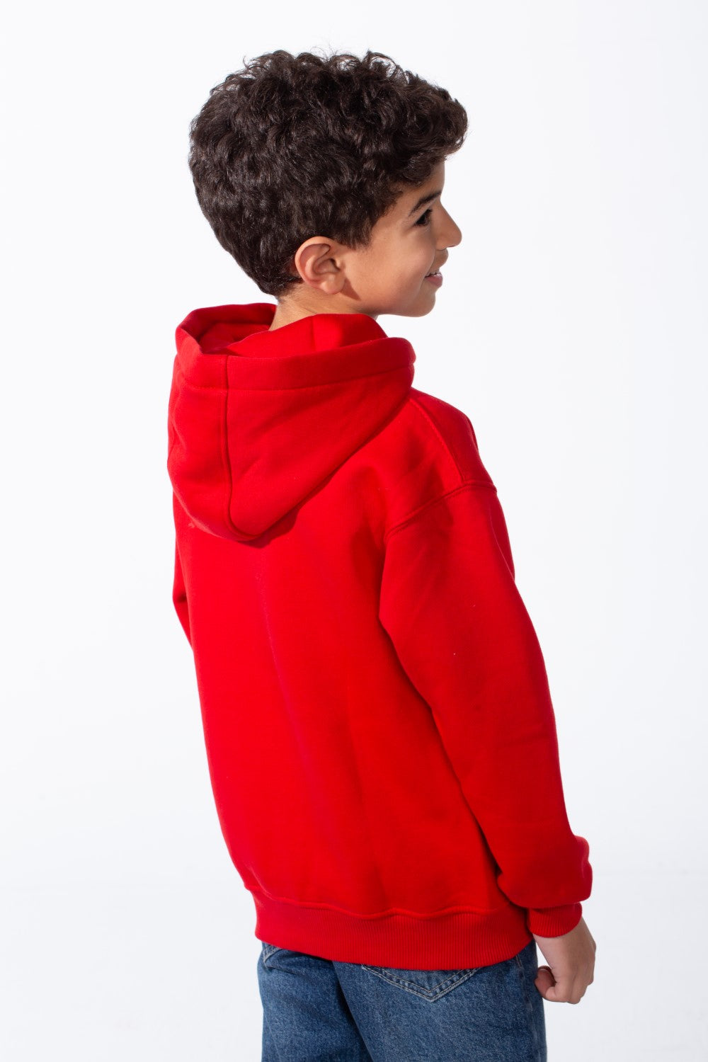 Boy's Long Sleeves Hood Kangaroo Pocket Versatile Basic Comfy Piece Oversize Melton Sweatshirt