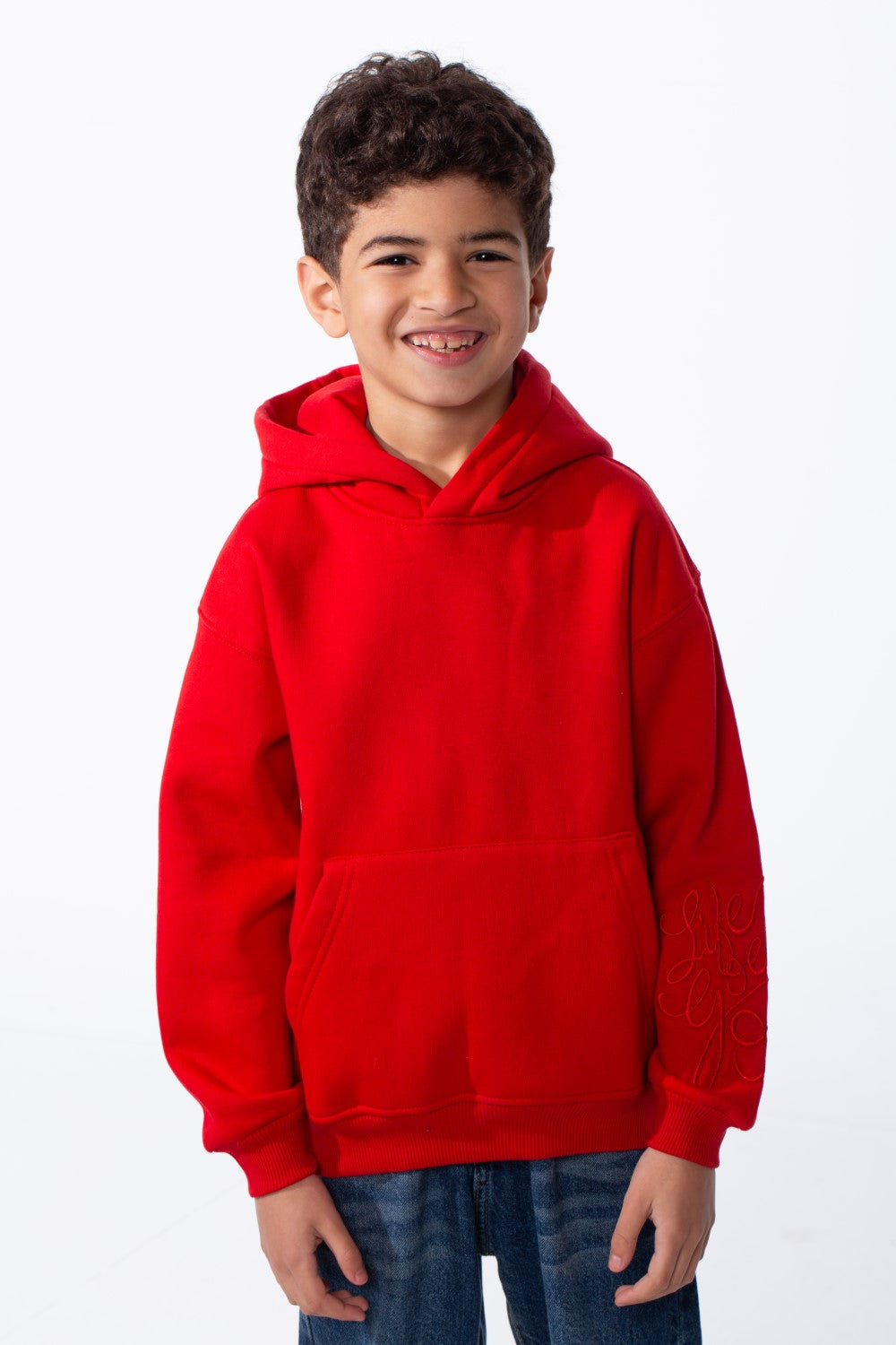 Boy's Long Sleeves Hood Kangaroo Pocket Versatile Basic Comfy Piece Oversize Melton Sweatshirt