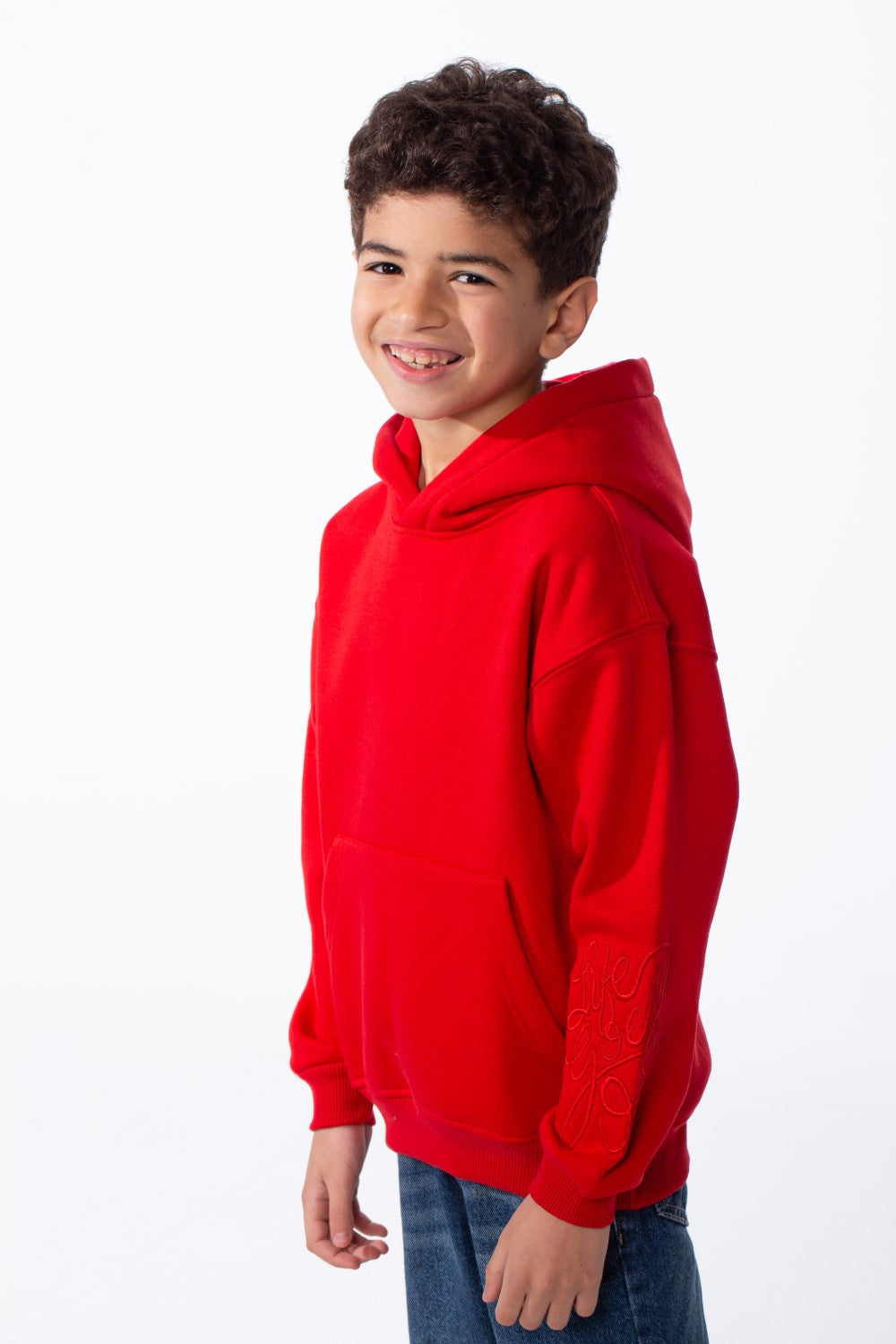Boy's Long Sleeves Hood Kangaroo Pocket Versatile Basic Comfy Piece Oversize Melton Sweatshirt
