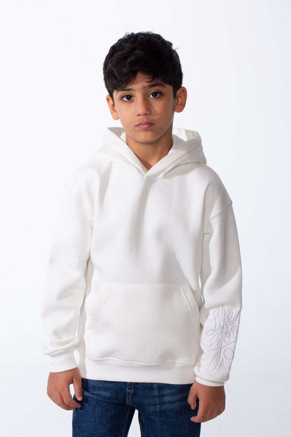 Boy's Long Sleeves Hood Kangaroo Pocket Versatile Basic Comfy Piece Oversize Melton Sweatshirt