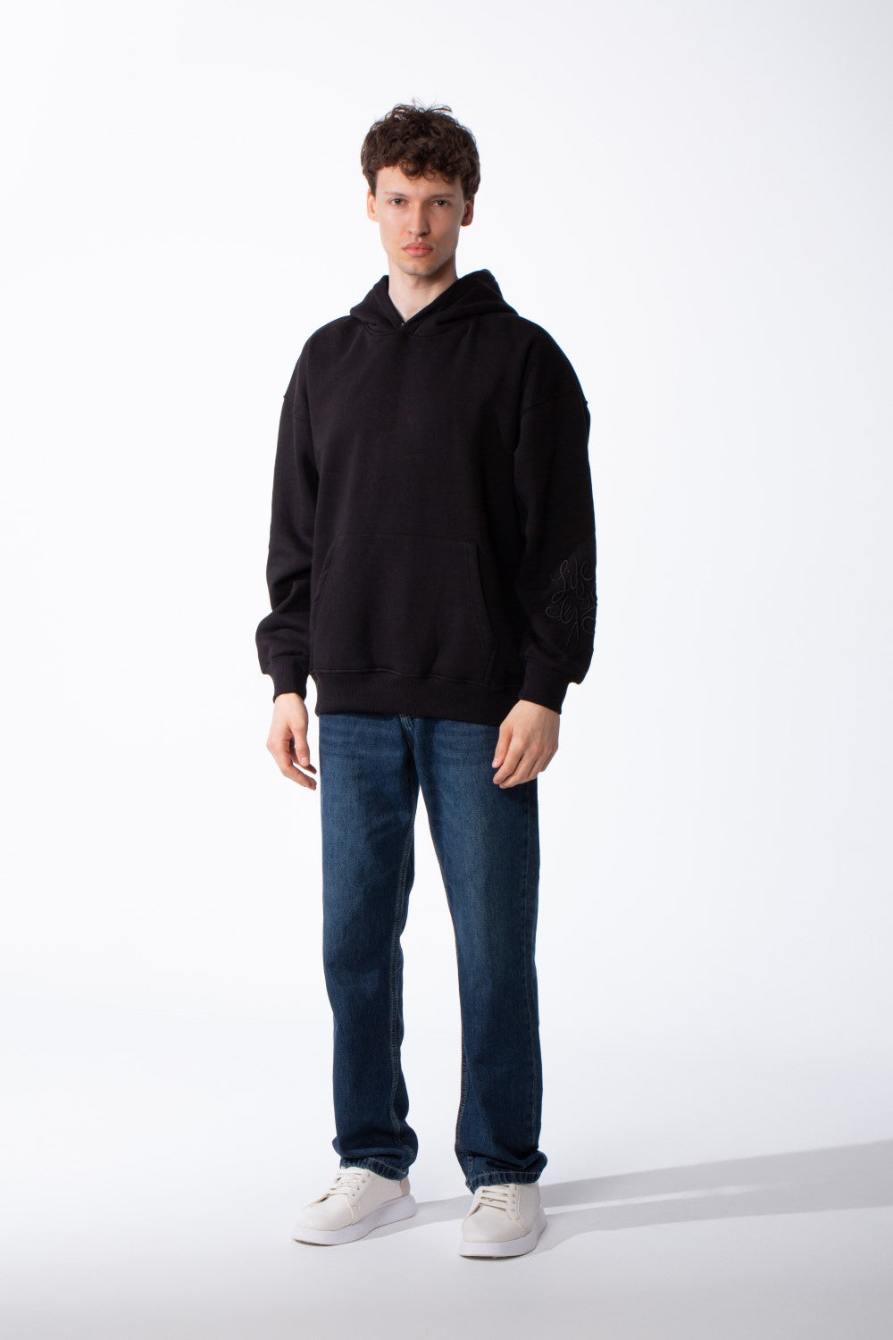 Men's Long Sleeves Hood Kangaroo Pocket Versatile Basic Comfy Piece Oversize Melton Sweatshirt