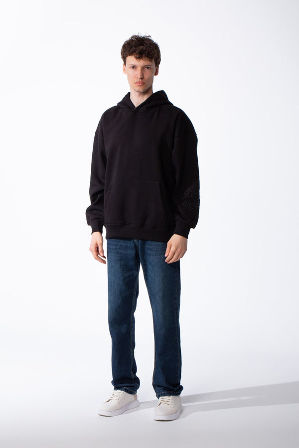 Men's Long Sleeves Hood Kangaroo Pocket Versatile Basic Comfy Piece Oversize Melton Sweatshirt