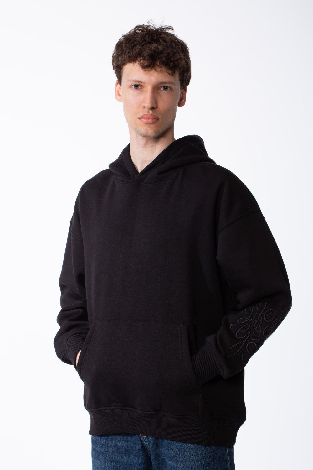 Men's Long Sleeves Hood Kangaroo Pocket Versatile Basic Comfy Piece Oversize Melton Sweatshirt