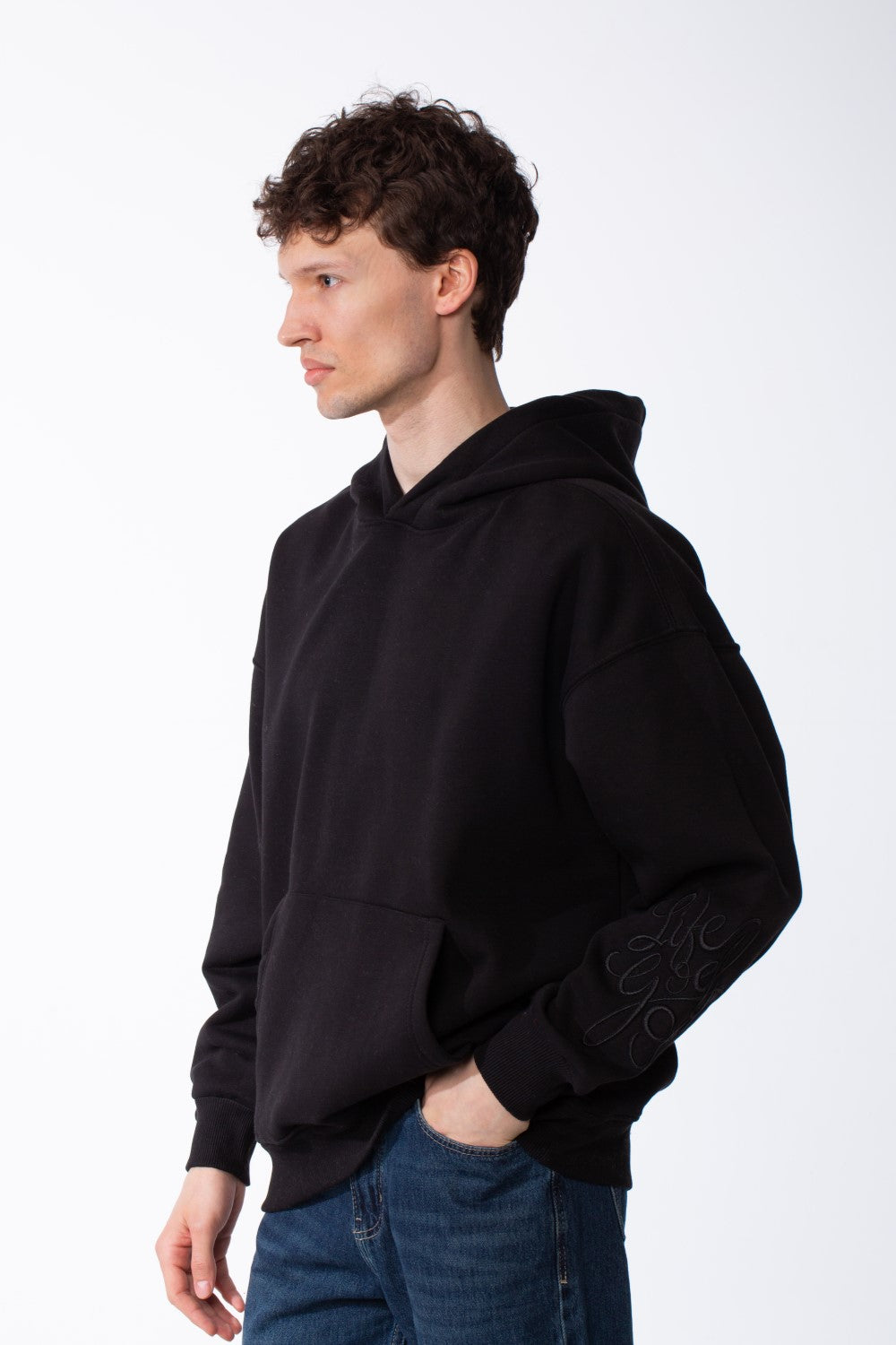 Men's Long Sleeves Hood Kangaroo Pocket Versatile Basic Comfy Piece Oversize Melton Sweatshirt
