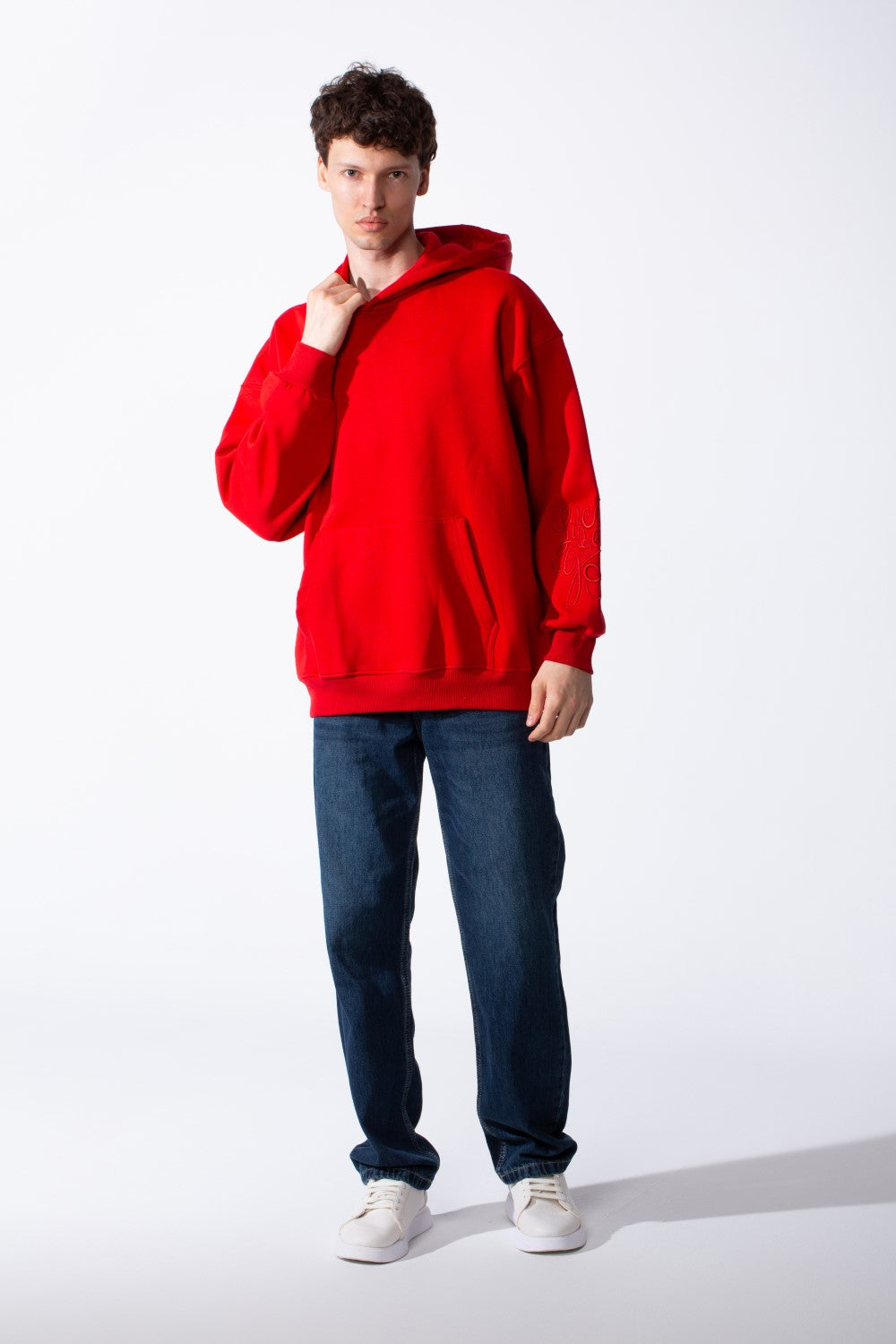 Men's Long Sleeves Hood Kangaroo Pocket Versatile Basic Comfy Piece Oversize Melton Sweatshirt