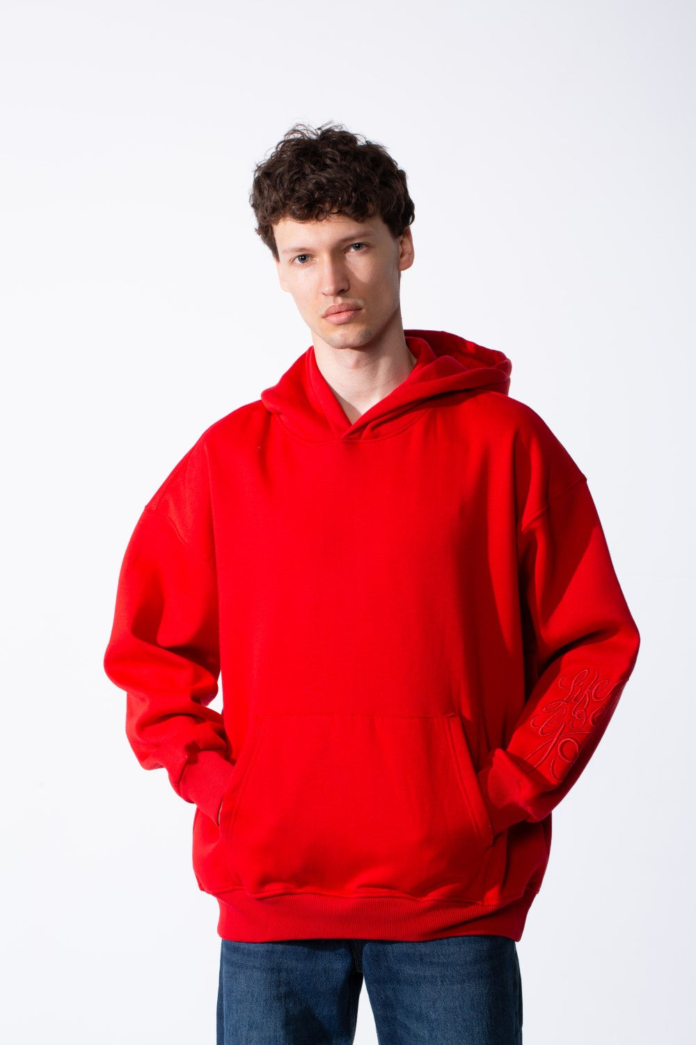 Men's Long Sleeves Hood Kangaroo Pocket Versatile Basic Comfy Piece Oversize Melton Sweatshirt