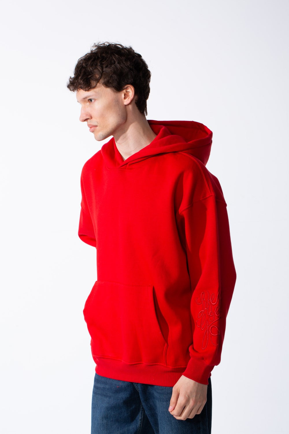 Men's Long Sleeves Hood Kangaroo Pocket Versatile Basic Comfy Piece Oversize Melton Sweatshirt