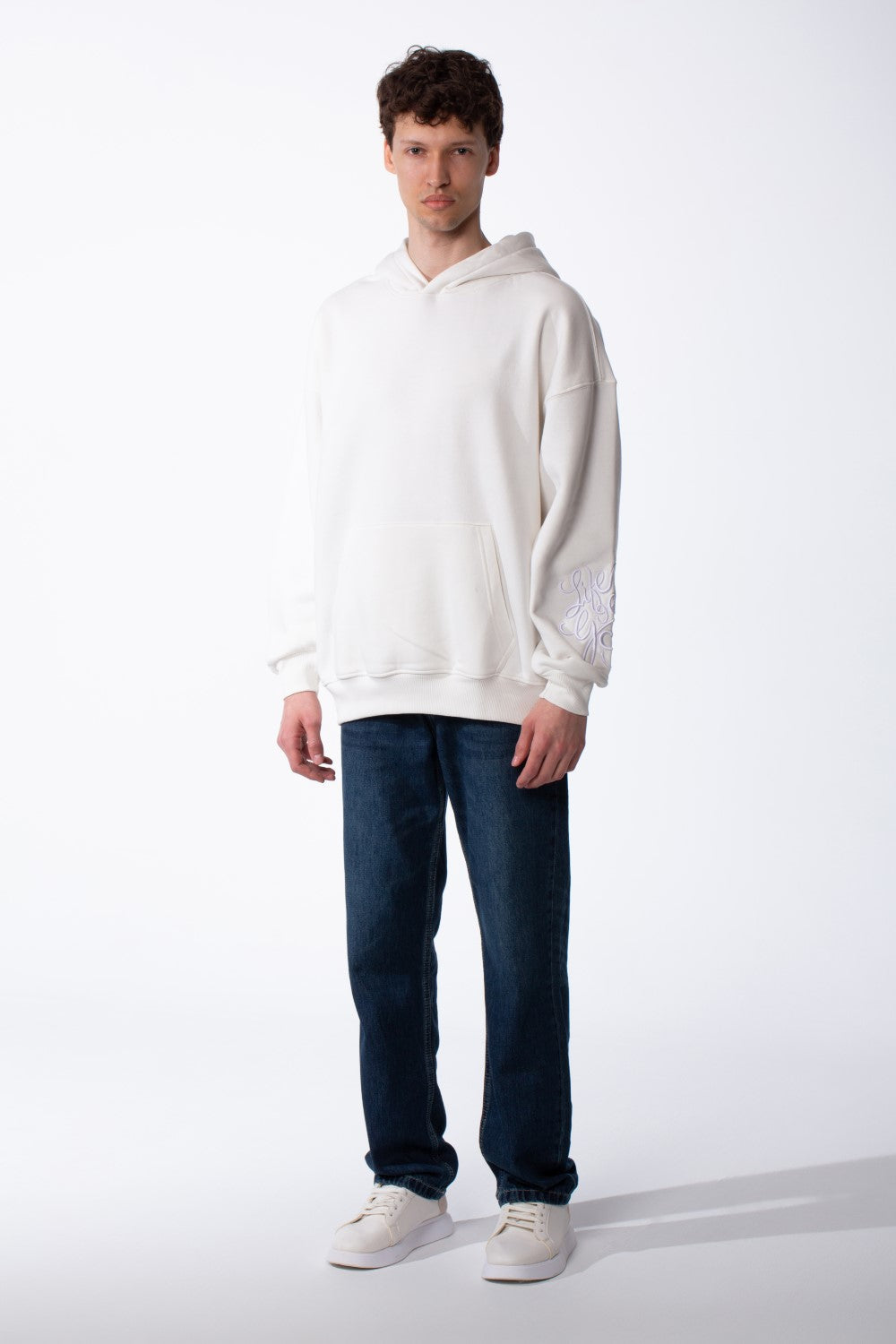 Men's Long Sleeves Hood Kangaroo Pocket Versatile Basic Comfy Piece Oversize Melton Sweatshirt