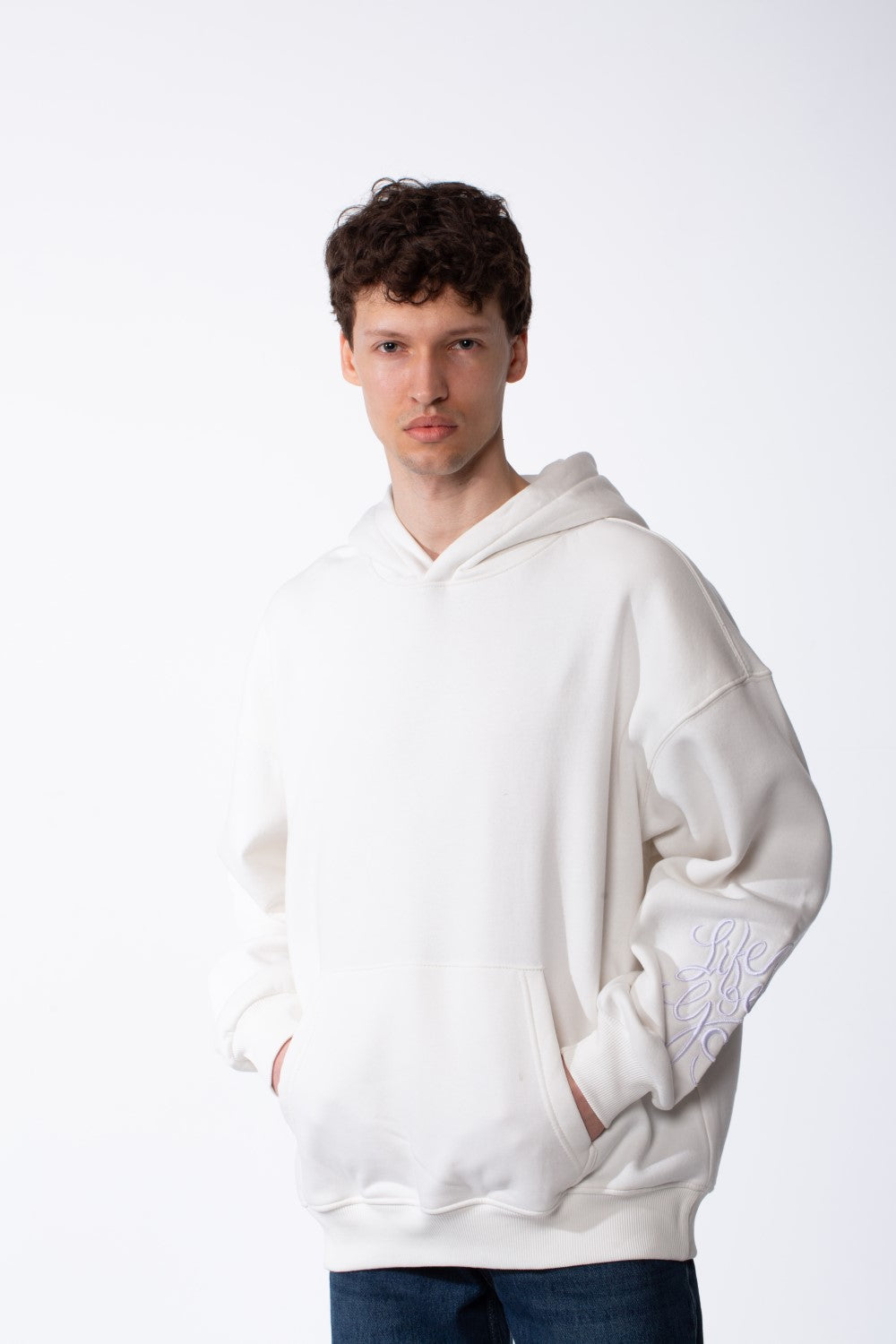 Men's Long Sleeves Hood Kangaroo Pocket Versatile Basic Comfy Piece Oversize Melton Sweatshirt