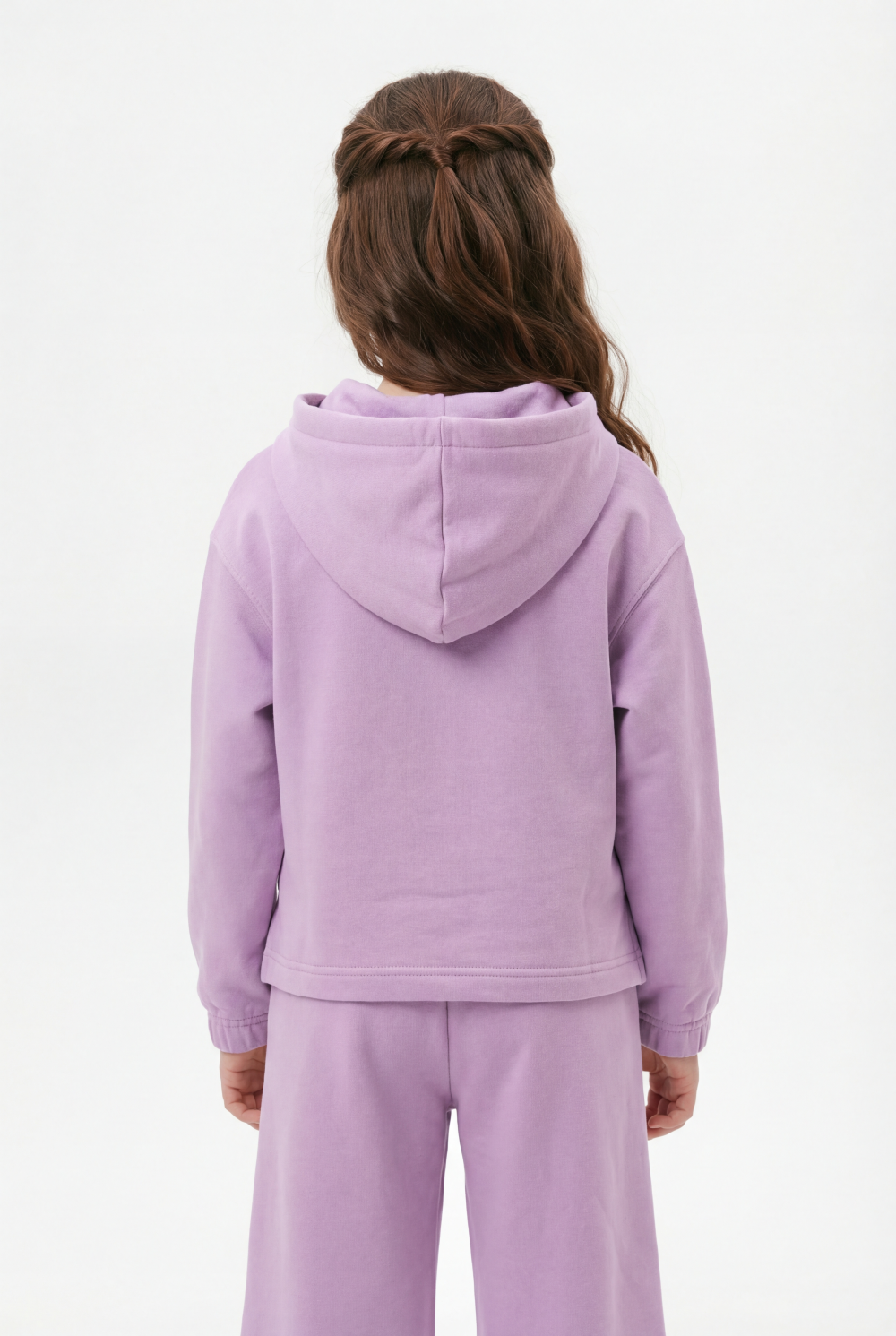 Girl's Two-Piece Set Cropped Playful Graphic Print Elasticated Cuffs Braided Drawstrings CasualCool Slim Fit Outfit