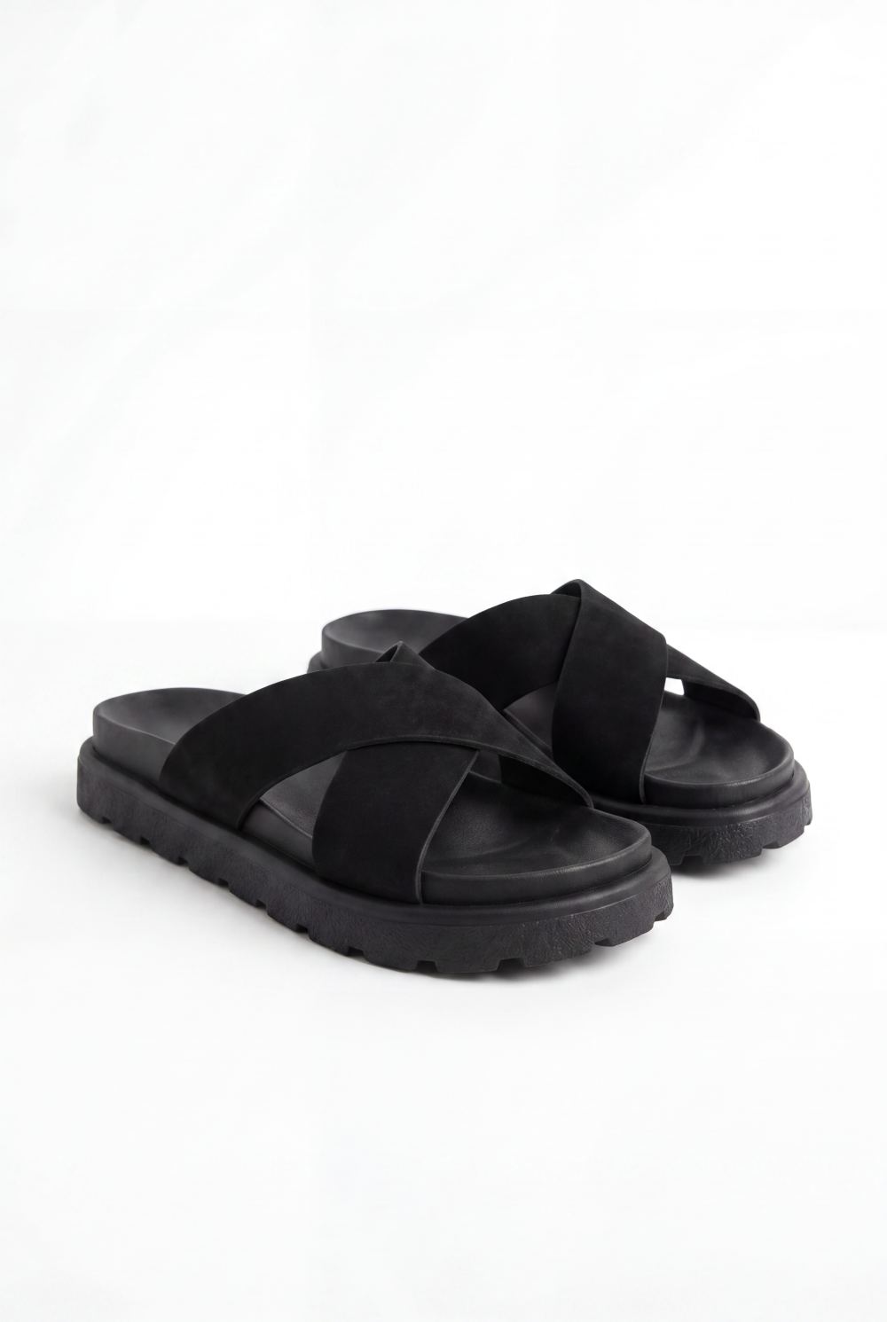 Men’s Tomato Store Slide Sandals Featuring Wide Cross Straps Chunky Grip Sole