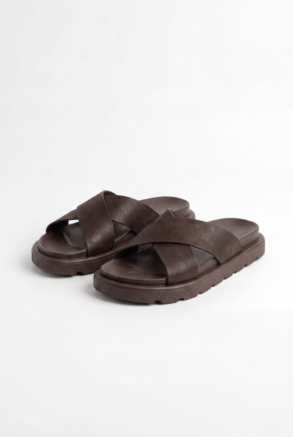 Men’s Tomato Store Slide Sandals Featuring Wide Cross Straps Chunky Grip Sole
