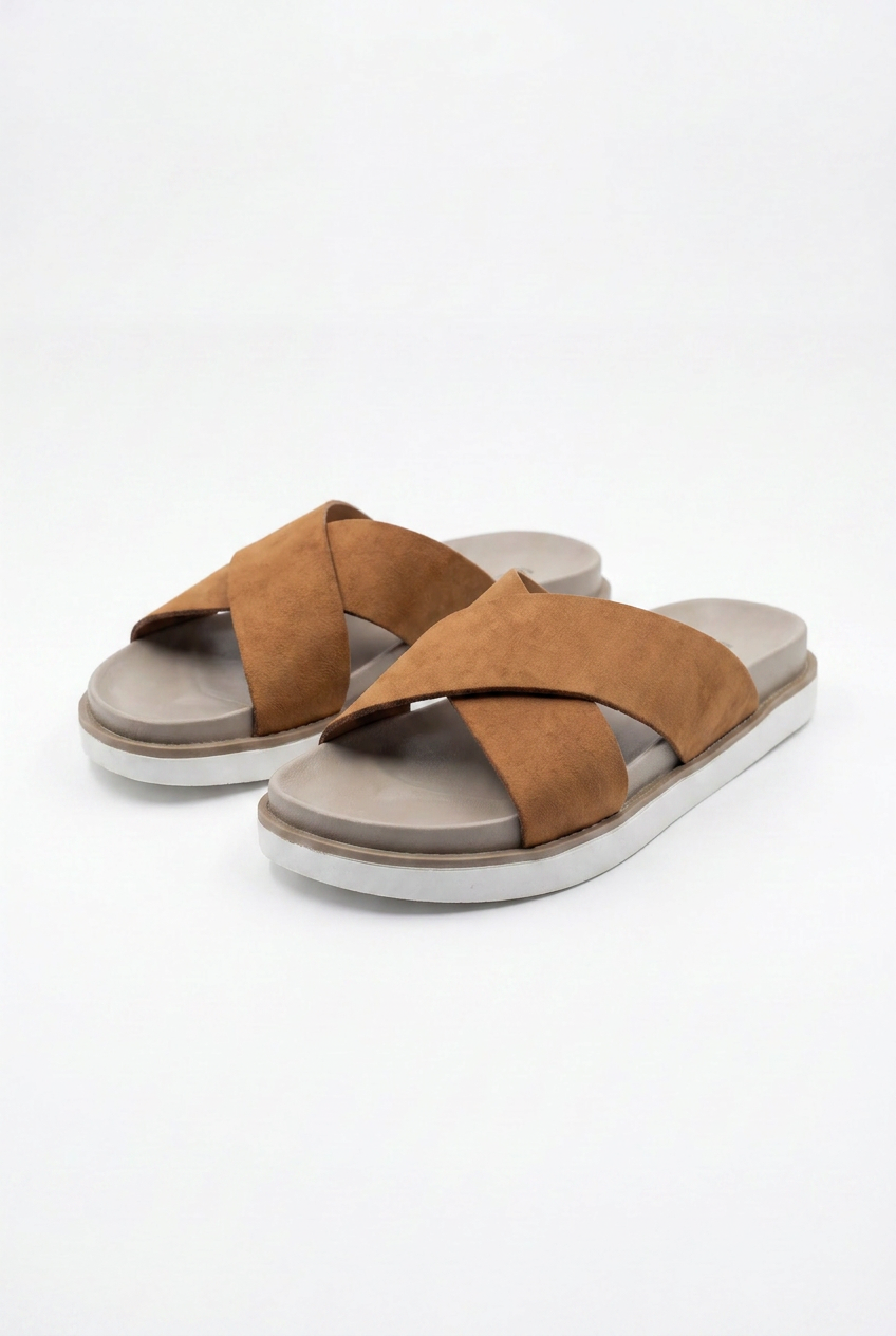 Men’s Tomato Store Slide Sandals Featuring Wide Cross Straps Chunky Grip Sole