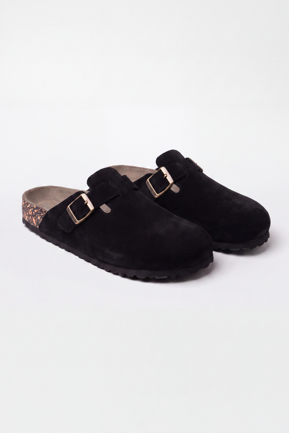 Men's Tomato Store Sliper Suede Clog Mule Adjustable Buckle Strap Cork Footbed Closed Toe Slip-On