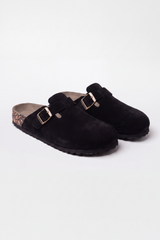 Men's Tomato Store Sliper Suede Clog Mule Adjustable Buckle Strap Cork Footbed Closed Toe Slip-On