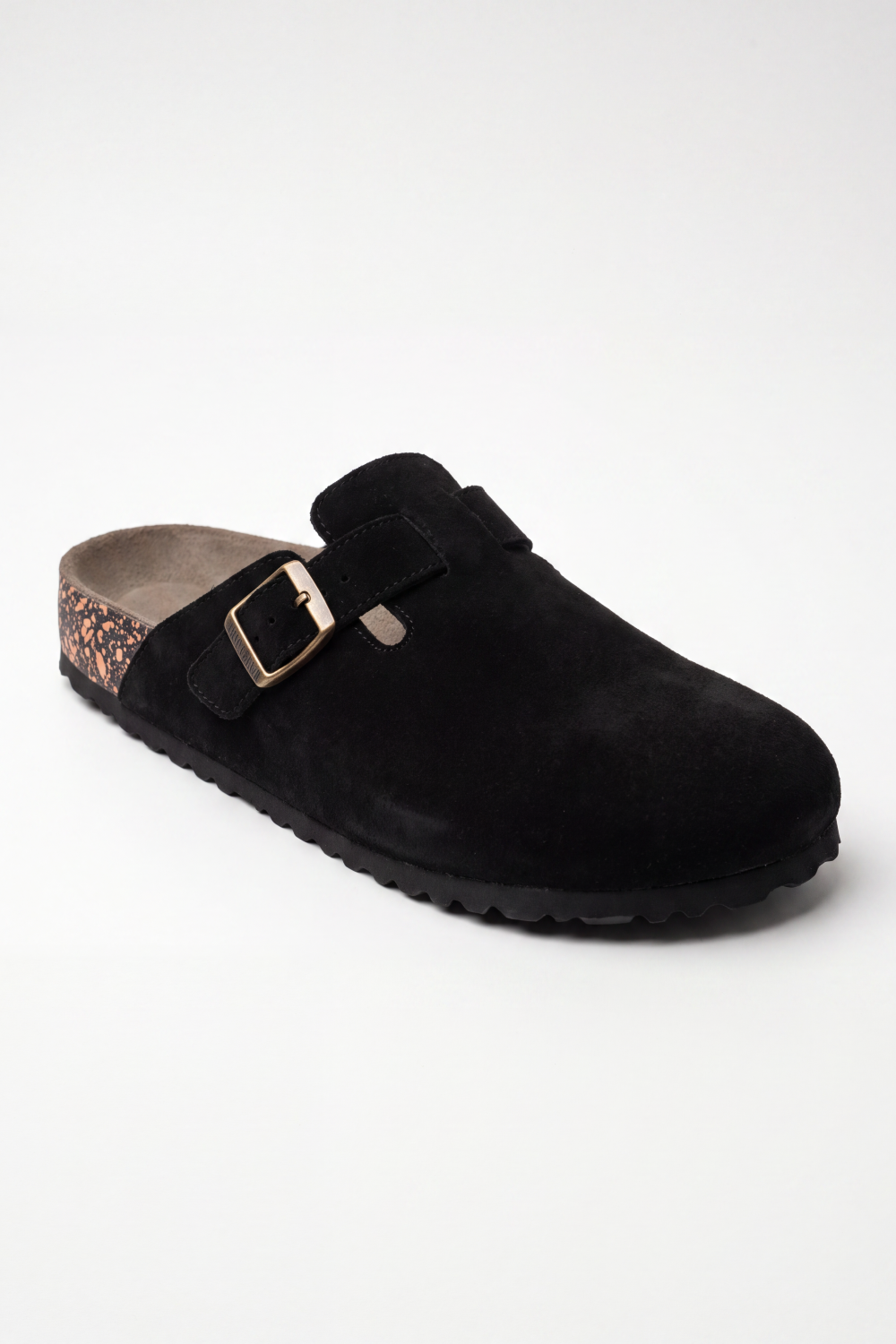 Men's Tomato Store Sliper Suede Clog Mule Adjustable Buckle Strap Cork Footbed Closed Toe Slip-On