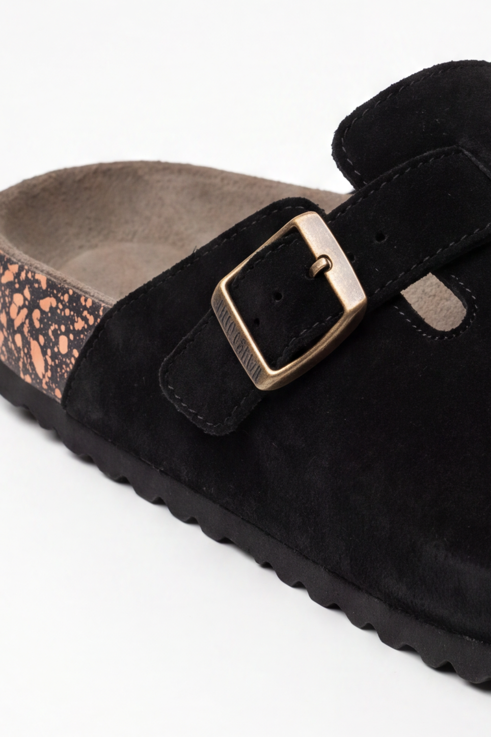 Men's Tomato Store Slipper Suede Clog Mule Adjustable Buckle Strap Cork Footbed Closed Toe Slip-On