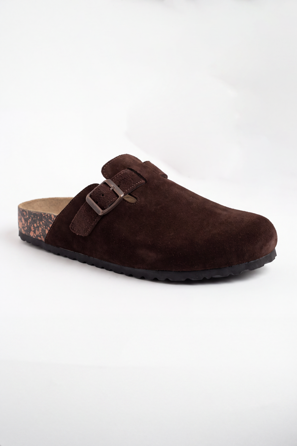 Men's Tomato Store Sliper Suede Clog Mule Adjustable Buckle Strap Cork Footbed Closed Toe Slip-On