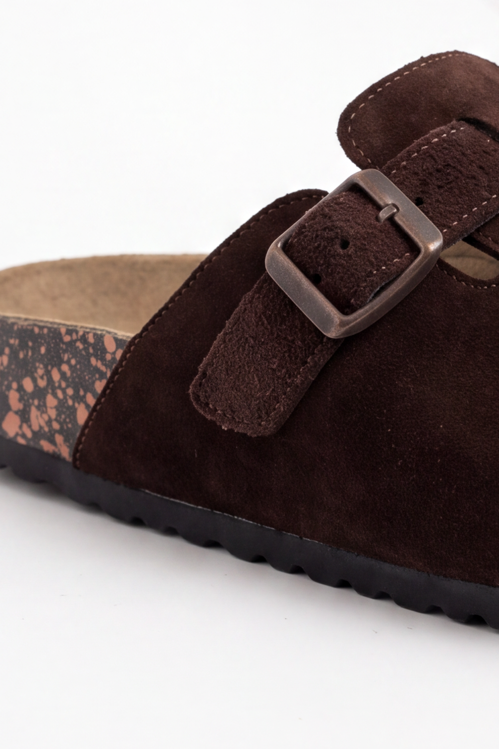Men's Tomato Store Slipper Suede Clog Mule Adjustable Buckle Strap Cork Footbed Closed Toe Slip-On